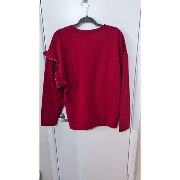 Zara Trafaluc Red Zipper Ruffle Embellished Sweater Sweatshirt SZ S NEW - Picture 6 of 9